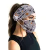 Kvinnor pannband och ansiktsmask halloween stil hårtillbehör huvudband med masker knapp för sport yoga2846172