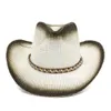 Zwart gespoten Western Cowboy Strohoed Zomer Mannen Vrouwen Outdoor Reizen Brede Rand Zonnebrandcrème Schaduw Cap Strandpet9834650