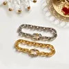 18k sun Gold Silver retro metal new thick chain bracelet for men and women Fashion European American design252x