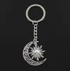 20 sztuk / partia Klucz Pierścień Keychain Biżuteria Posrebrzana Lucky Moon Star Charms Srebrny Wisiorek Prezent