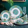Европа дизайн костный китайский обеденный посуда и чаши на столовой посуду роскошные красочные глаза узора обеденного посуды Set7133408
