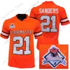 2021 Nya NCAA Oklahoma State Osu Jerseys 21 Sanders College Fotboll Jersey Orange Vit Storlek Ungdom Vuxen