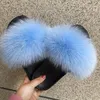 Lovely cute sweet pink blue heart 38 colors fashion designer casual home real fox fur eva flat sandles slippers for women men girls