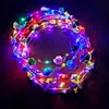 Party Flower Headband LED Light Up Wear Weremien Hairband Girlandy Kobiety Dzieci Halloween Boże Narodzenie Świecące Wieniec Party Supplies LX3277