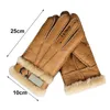Rękawiczki bez palców Najwyższa jakość skórzana ciepła futrzana rękawiczka dla mężczyzn termiczna zimowa moda owcza skóra Ourdoor gruba pięć palców S37311