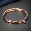 Pulsera de terapia magnética de acero inoxidable Oktrendy, pulsera magnética de lujo para mujer, salud con Color dorado, diamantes de imitación blancos 232F