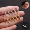 Stud 1piece Cubic Zirconia Kleine Oorbellen Vrouwen Stick Wave Red Stone Crawler Cartilage Oorbel Goud Zilver Kleur Oorbellen Sieraden