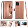 Multifunction Leather Wallet Cases For Iphone 15 Plus 14 13 Pro Max 12 11 X XS XR 8 7 6 Iphone15 Zipper Flip Cover Photo 9 ID Slot Card Holder Stand Pouch Purse Cover Strap