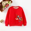 Erkek Bebek Giysileri Kazak Gençler Için Noel Uzun Kollu Elk Nakış Artı Üst Kadife Hoodies Kızlar 2-6age