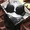 Sexy Push Up Padded Underwear Briefs Lace Bra and Panty Back Closure Seamless Women Underwire Lingerie Set