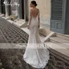 Adoly Mey magnifique appliques détachable train dentelle sirène robe de mariée 2020 encolure dégagée perles à manches longues Vintage robe de mariée