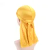 Imitation Silk Long Tail Scarf Keps Satin Durags Bandana Turban Peruker Biker Pannband Pirate Hat 18 Färger Partihandel