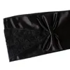 Cinco dedos luvas sexy clubwear festa performance desempenho mulheres preto laço retalhos cetim com acessórios bowknot