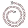 2020 New 9mm Eced Out Bling CZ Miami Cuban Link Chain Zwei -Ton mit weiß rosa cz Halskette Silber Farbe Frauen Schmuck15456954