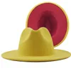 2020 Wysokiej jakości pełna fałszywa wełna czapki fedora dla mężczyzn 2 ton kapelusz różny kolor rdzeń jazz panama kapelusz dla kobiet9381938