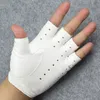 Pair Unisex Black PU Leather Fingerless Gloves Female Half Finger Driving Women Men Fashion Punk Mittens Luvas1