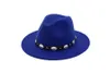 British Style Metal Belt Decorated Wool Felt Hat for Men Women Jazz Fedoras Hats Unisex Panama Flat Brim Fedora