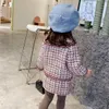 2020 Autumn New Arrival Girls Fashion Tweed 2 Pieces Suit Coatskirt Kids Princess Sets with Bow5212399