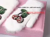 Fingerless Gloves 2021 Winter Luxury Crystal Cherry Decoration Fur For Woman Girls Mittens1