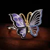 Unico bicolore Hollow Oil Painting Butterfly Ladies Anello asimmetrico Anello in argento Matrimonio Sposa Gioielli Regalo di compleanno