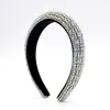 Full Rhinestone Padded Headband Glass Crystal Embellished Headband Hairband Hair Hoop Velvet Goth Bröllop Headpiece Mode Hår Tillbehör