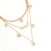 3pcs / set klassiska kvinnor halsband sätta brev ängel rosa fjäril clavicle chain guld halsband mode dans fest smycken