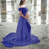 Rekwizyty ciążowe Rekwizyty Split Front Ciąży Sukienka do fotografii Ramię Ramki Kobiety w ciąży Suknie Maxi Suknia Maternity