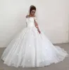 Abiti da sposa principessa Abiti da ballo floreali da sposa Fiori fatti a mano 2021 Illusion 3/4 Manica lunga Perle con perline Abito da sposa taglie forti Vestido