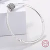 Hot Sale Wholesale Authentic 925 Sterling Silver Bangle Signature With Crystal snake Bracelet Bangle Fit Women Bead Charm DIY Pandora