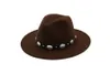 British Style Metal Belt Decorated Wool Felt Hat for Men Women Jazz Fedoras Hats Unisex Panama Flat Brim Fedora