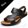 2020 Fashion Mens Summer Classic Sandaler Äkta Läder Strand Casual Bekväm Slip-On Fritid Vivet Two-Way Wearing Shoes