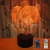 Colorful Touch 3D led lights Crack 3d LED Table Lamp Stéréo Vision Lights Panda 3D Night Light