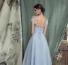 Sky Blue A Line Evening Dress Short 2020 Evening Dress Laceup Back Prom Gown Robe de Soiree Lace Appliques Formal Dress Party8033284