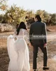 High Neck Modest Illusion Long Sleeve Romantic Floral Appliques A-Line Tulle Boho Beach Wedding Dresses 2020 vestidos de novia