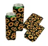 Slim Can Sleeve Sunflower Neoprene Isolator Cooler Baseball Can Holder Water Bottle Cover Botte Case Pouch Leopard Flower