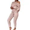 2020 neue Frauen Damen Solide Off Schulter Kabel Gestrickte Warme Loungewear Set Herbst Pullover Frauen Pullover Winter Kleidung Anzug