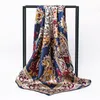 スカーフスクエアサテンシルクスカーフ女性ヒジャーブソフトショールラップ女性Foulard Ladiesカラー印刷された箇所bufandas