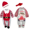 Santa Claus Jumpsuit för Boy Girls Christmas Costumes Romper med hatt Infant Baby 2pcs Kläder