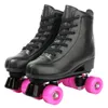 Patins em linha patins pu de couro de 4 rodas de 4 rodas esportes de patinação esportiva de iluminação de skate Patines preto 2021 Chegada Mulheres Duas linhas1