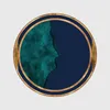 Tapijten Vloerkleed Voor Woonkamer Modern Donkerblauw Groen Goud Patroon Luxe Rond Tapijt Polyester Matten Slaapkamer Decor4569895