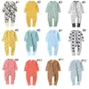 24 Стили Baby Girl Boy Romper Одежда Динозавр Листовые печати Bodysuits для новорожденных детей с длинным рукавом на молнии хлопок Комбинезоны Одежда M2811