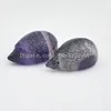 10Pcs 1.3'' Mini Hand Carved Natural Stone Fluorite Quartz Crystal Hedgehog Erinaceinae Gemstone Animal Statue Figurine Carving Healing Gift