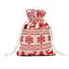 In Stock! Christmas Tree ornament Gift Bags Organic Canvas Bag Santa Sack Reusable Bag With Elk Packages for kids