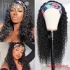 Peruca de cabeça 100 cabelo humano cachecol peruca remy brasileiro corpo reto encaracolado para mulheres afro-americanas acessível peruca de bandana Begin8060667