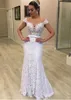 ビンテージレースの人魚のウェディングドレスオフショルダーホワイトブライダルガウンシンプルなフルエレガントな幻想プラスサイズの花嫁のドレス