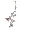 Ny ankomst klassiska modesmycken 925 Sterling Silverrose Gold Fill Pave White Sapphire Diamond Butterfly Pendant4113070