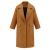 Womens Winter Lapel Wool Coat Trench Jacket Long Overcoat Outwear Women Slim Woolen Cardigan Jacket Elegant Blend 9.26Y