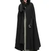 Mode-hiver femmes bouton ouvert avant Cardigan pardessus manteau à capuche surdimensionné rétro irrégulier Long Poncho Cape Trench Cape automne