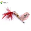 HENGJIA Metal Spinner Spoon Esca da pesca 5.3g 6.5cm Artificiale Esca dura Piuma realistica Treble hook per Trout Pesca tackle