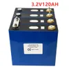 Betyg A 3.2V120AH LIFEPO4 Batteri Litiumjärnfosfatcell12V 24V 48V Inte 100Ah 150ah 200Ah för Solar RV Pack Snabb leverans